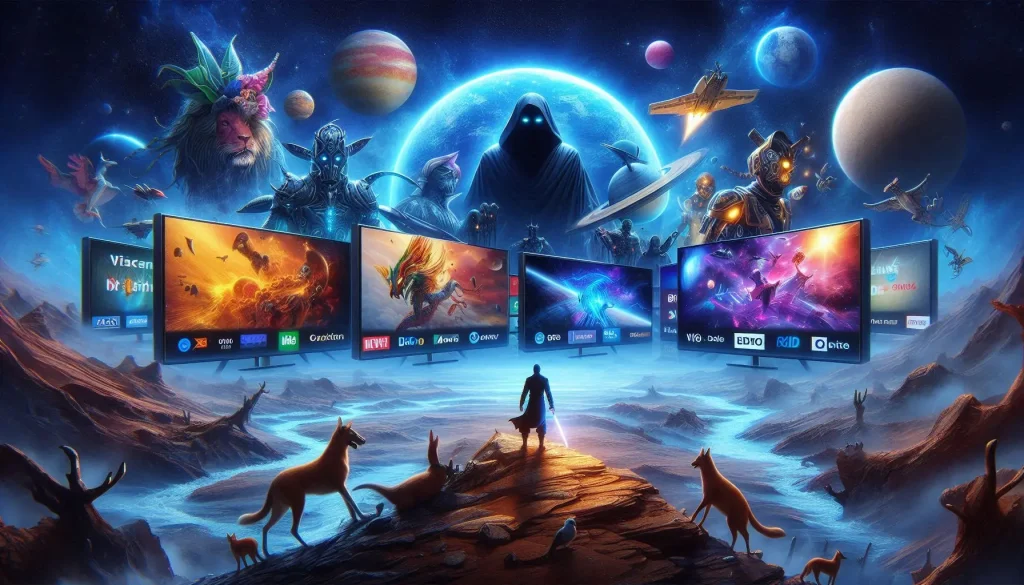 Several screens showing MatrixTV entertainment content at the same time